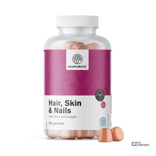 HealthyWorld Hair Skin & Nails - Haj Bőr & Köröm (120 gumicukor)