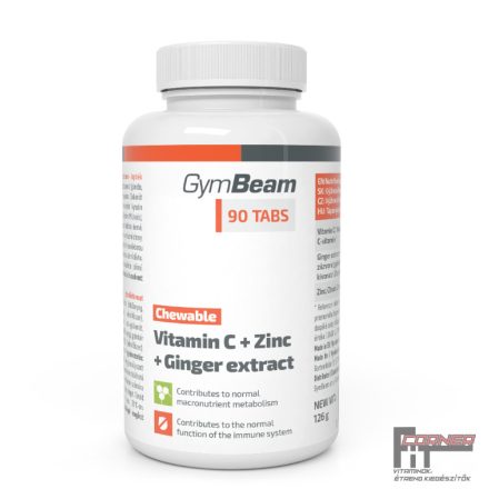 GymBeam C-vitamin + Zinc + Gyömbér kivonat (90 rágótabletta)